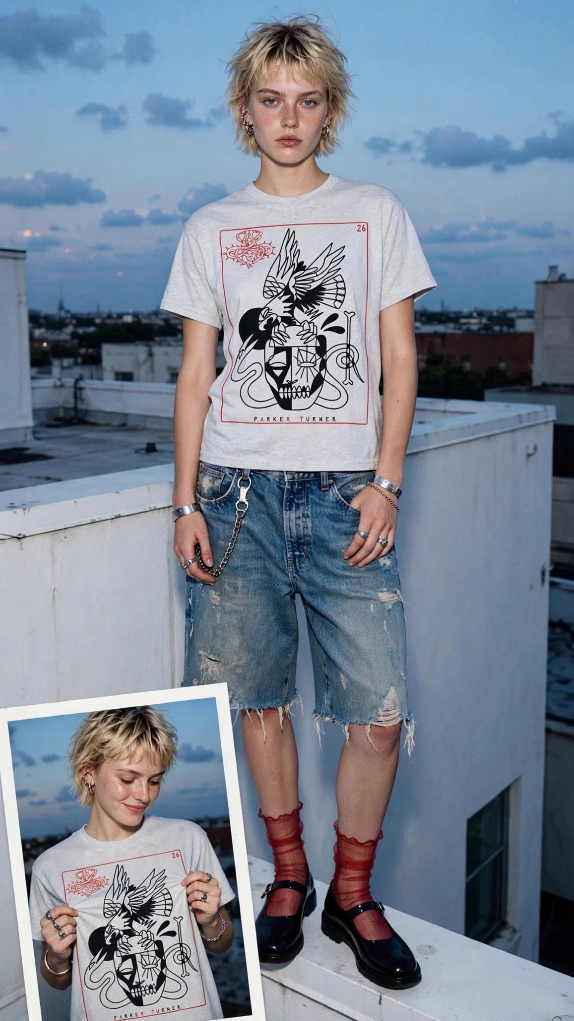 Untraditional unisex skull tee