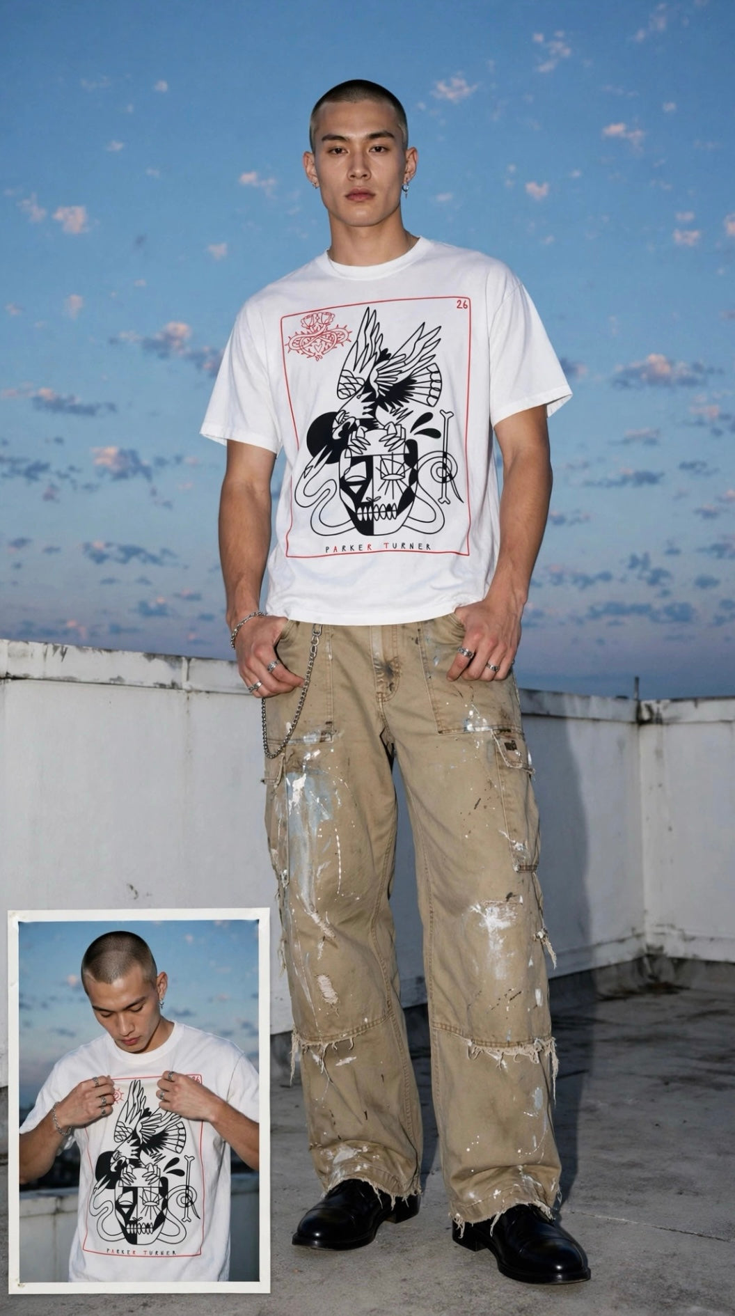 Untraditional unisex skull tee