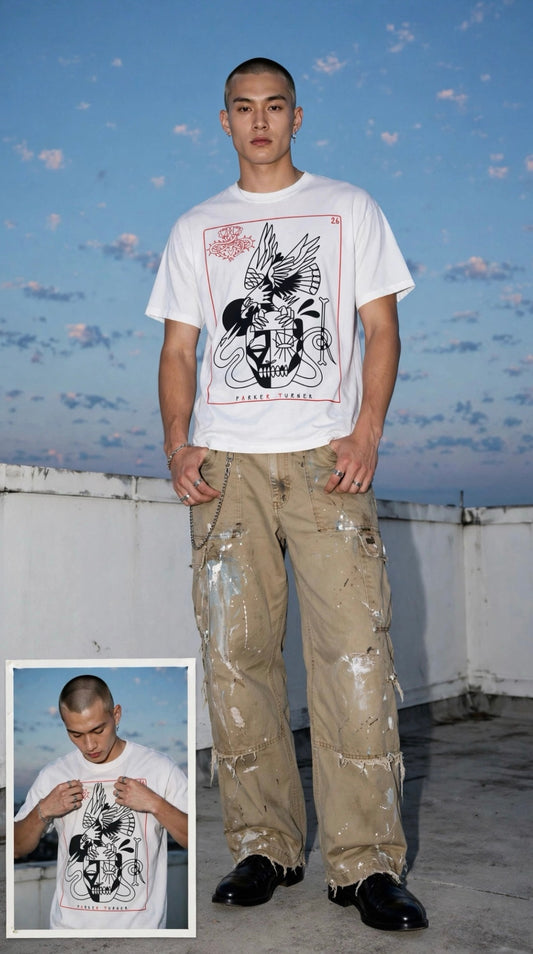 Untraditional unisex skull tee