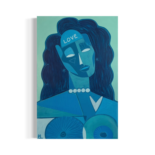 “Lady in blue” 24x36 original acrylic painting on canvas